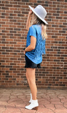 Load image into Gallery viewer, Denim Blue Cavalier Fringe Chambray Top