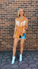 Load image into Gallery viewer, Orange Western Fringe Yoke Sleeveless Top