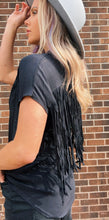 Load image into Gallery viewer, Black Cavalier Fringe Chambray Top