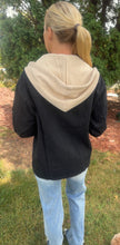 Load image into Gallery viewer, Black Denim hoodie Jacket
