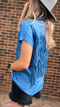 Load image into Gallery viewer, Denim Blue Cavalier Fringe Chambray Top