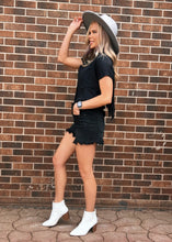 Load image into Gallery viewer, Black Cavalier Fringe Chambray Top