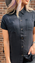 Load image into Gallery viewer, Black Cavalier Fringe Chambray Top