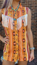Load image into Gallery viewer, Orange Western Fringe Yoke Sleeveless Top