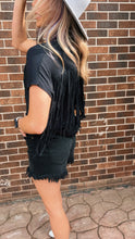 Load image into Gallery viewer, Black Cavalier Fringe Chambray Top