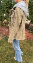 Load image into Gallery viewer, Olive Denim hoodie Jacket