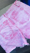 Load image into Gallery viewer, Pink Acid Wash Denim Shorts