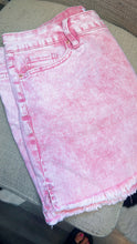 Load image into Gallery viewer, Pink Acid Wash Denim Shorts