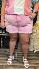 Load image into Gallery viewer, Pink Acid Wash Denim Shorts
