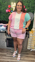 Load image into Gallery viewer, Pink Acid Wash Denim Shorts