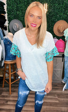 Load image into Gallery viewer, Aqua Leopard Gauze Top