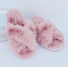 Load image into Gallery viewer, Fuzzy Crisscross Slippers