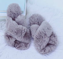 Load image into Gallery viewer, Fuzzy Crisscross Slippers