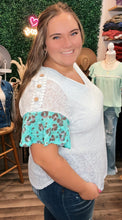 Load image into Gallery viewer, Aqua Leopard Gauze Top