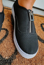 Load image into Gallery viewer, Black Zipper Slip Ons