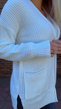 Load image into Gallery viewer, White Waffle Knit Cardigan (Standard &amp; Curvy)
