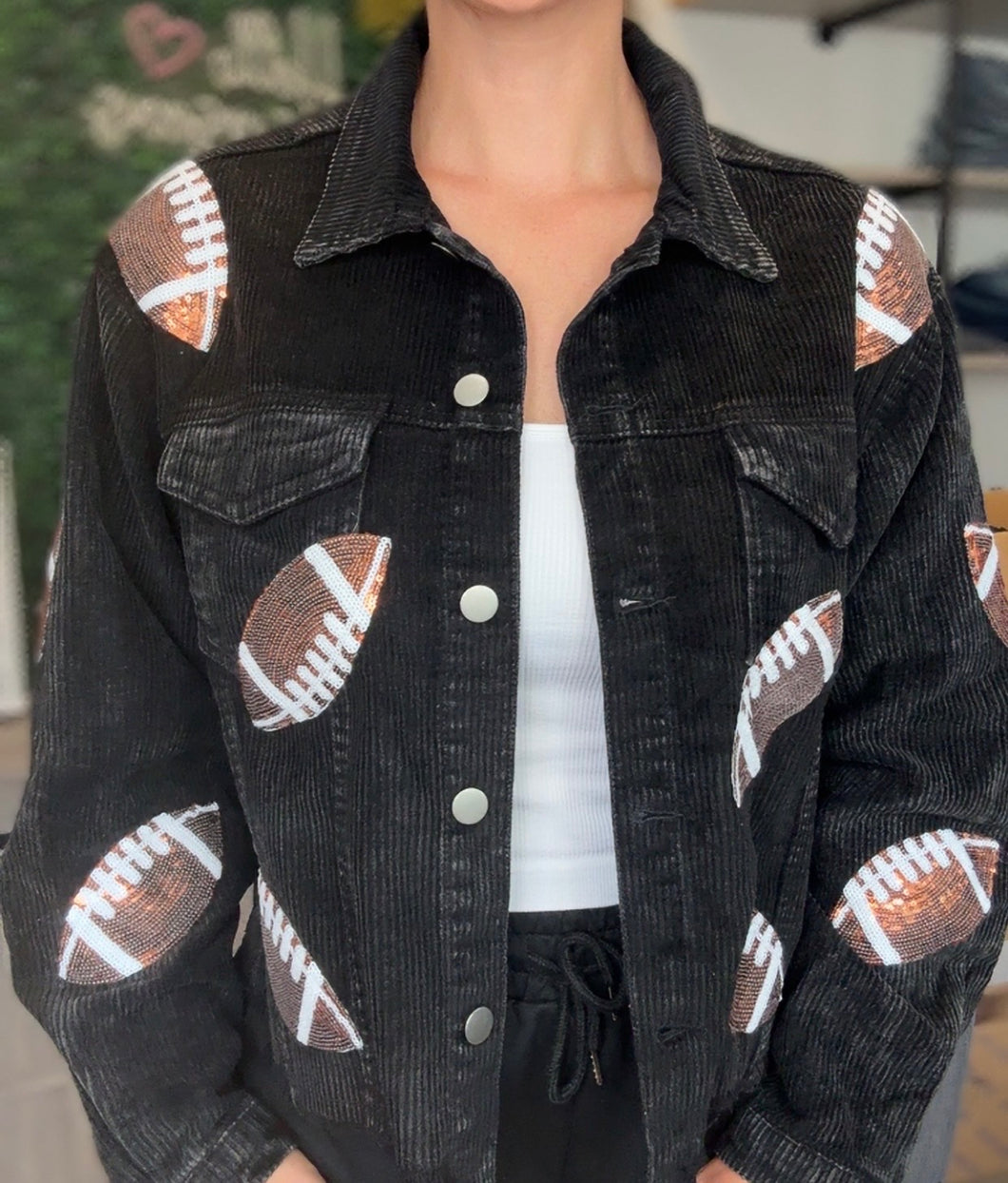 Corduroy Sequin Football Jacket