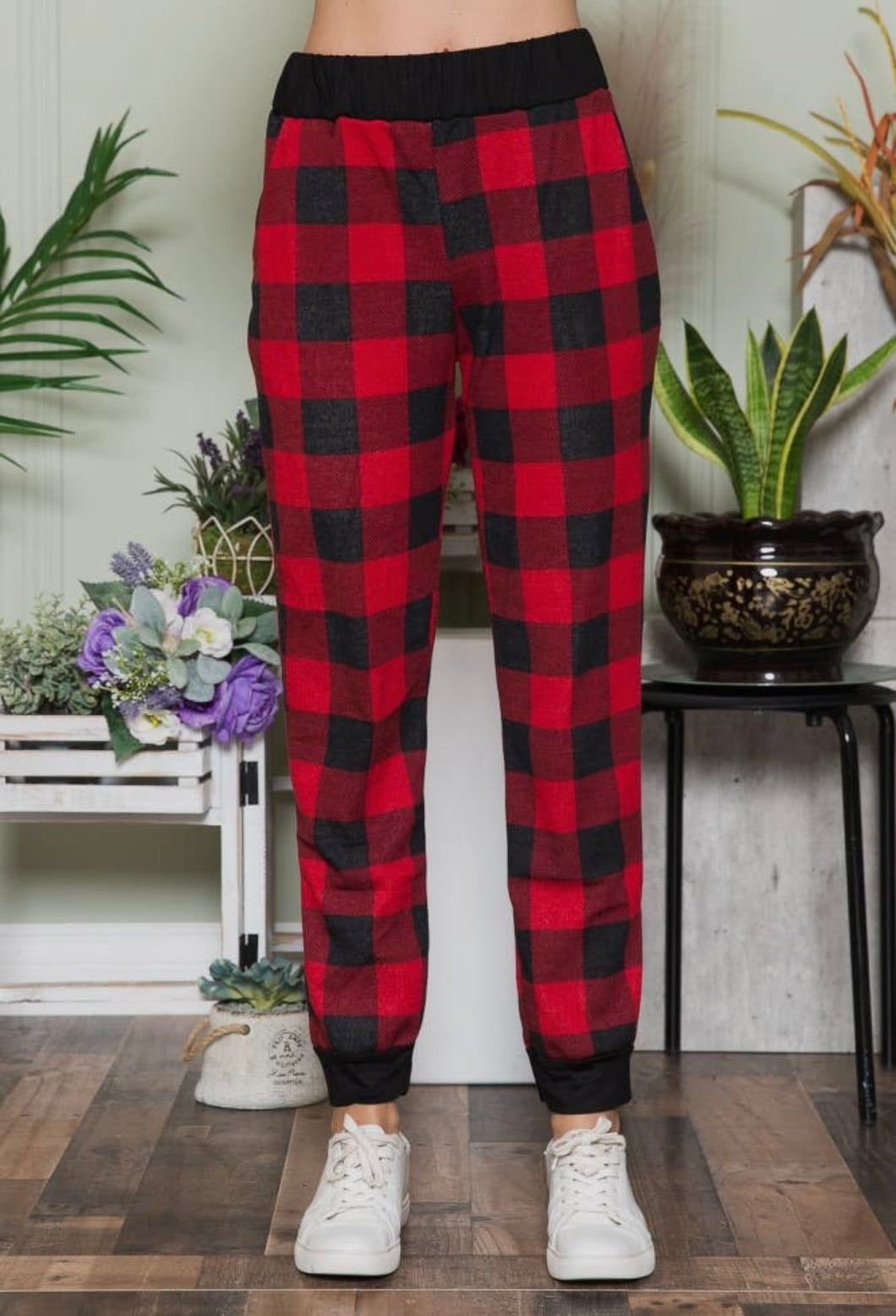 Red Plaid Joggers