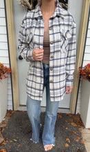 Load image into Gallery viewer, Nude and Navy Plaid Shacket
