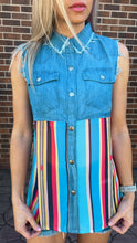 Load image into Gallery viewer, Denim and Multi Stripe Button Up

