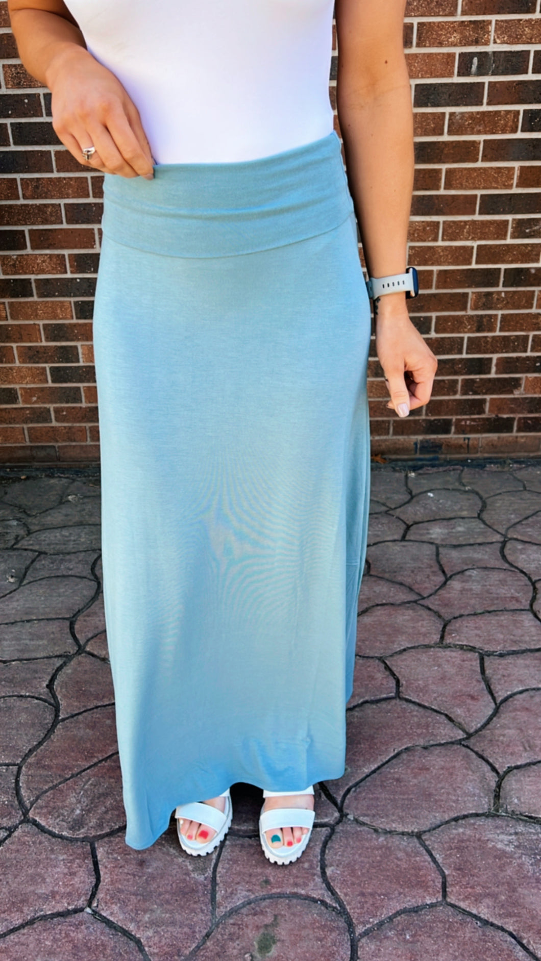 Blue Grey Maxi Skirt