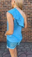 Load image into Gallery viewer, Chambray One shoulder Top
