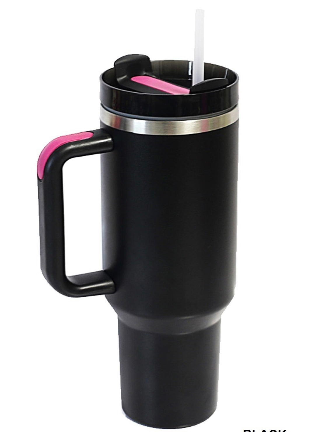 Black and Hot Pink 40oz Stainless Steel Tumbler