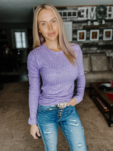 Load image into Gallery viewer, Lavender Ribbed Long Sleeve Top
