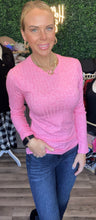Load image into Gallery viewer, Fuchsia Ribbed Long Sleeve Top
