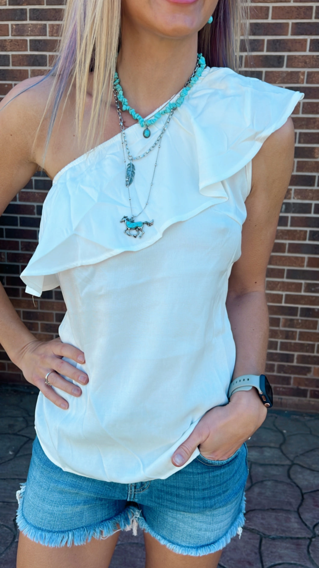 White One shoulder Top