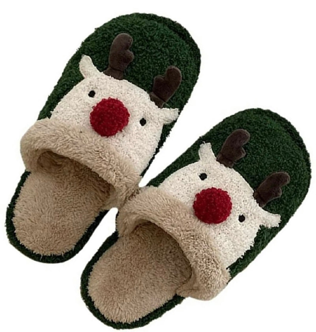 Green Reindeer Slipper