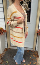 Load image into Gallery viewer, Lightweight Cream Stripe Cardigan

