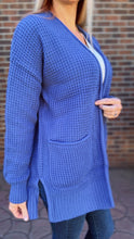 Load image into Gallery viewer, Marlin Blue Waffle Knit Cardigan
