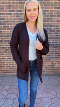 Load image into Gallery viewer, Black Waffle Knit Cardigan (Standard &amp; Curvy)
