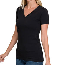 Load image into Gallery viewer, Black Short Sleeve V-Neck Tee
