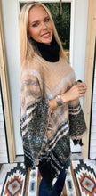 Load image into Gallery viewer, Neutral Tone Plaid Poncho Sweater
