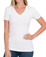 Load image into Gallery viewer, White Short Sleeve V-Neck Tee
