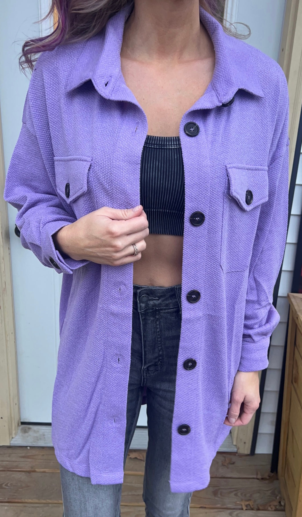 Oversized Lavender Button down Shacket