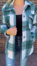 Load image into Gallery viewer, Fleece Lined Green Plaid Shacket
