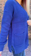 Load image into Gallery viewer, Navy Blue Waffle Knit Cardigan (Standard &amp; Curvy)
