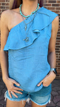 Load image into Gallery viewer, Chambray One shoulder Top
