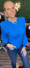 Load image into Gallery viewer, Royal Blue Ruffle Top
