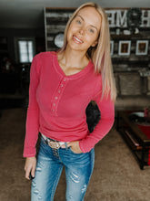 Load image into Gallery viewer, Pink Ribbed Textured Button down Long Sleeve Top
