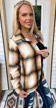 Load image into Gallery viewer, Black and Gold Plaid Shacket
