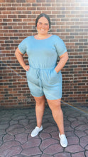 Load image into Gallery viewer, Curvy Blue Grey Shorts Romper
