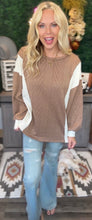 Load image into Gallery viewer, Mocha Cable Knit Texture Top
