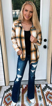 Load image into Gallery viewer, Black and Gold Plaid Shacket
