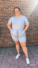 Load image into Gallery viewer, Curvy Slate Shorts Romper
