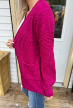Load image into Gallery viewer, Magenta Waffle Cardigan
