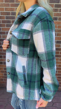 Load image into Gallery viewer, Fleece Lined Green Plaid Shacket
